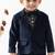 Blue plain cotton blazer with bow tie