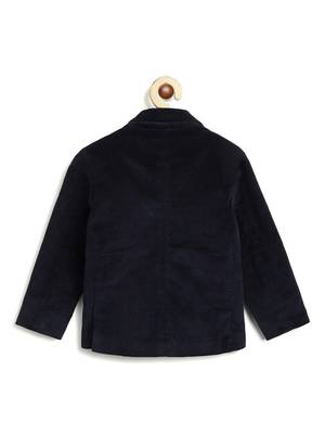 Blue plain cotton blazer with bow tie 3