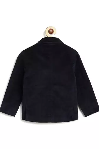 Blue plain cotton blazer with bow tie