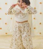 Cream embroidered cotton 3 piece co ord set