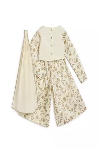 Cream embroidered cotton 3 piece co ord set