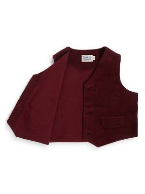 Maroon plain cotton waistcoat with bow tie 3
