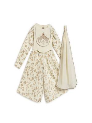 Cream embroidered cotton 3 piece co ord set 4