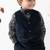 Blue plain cotton waistcoat with bow tie