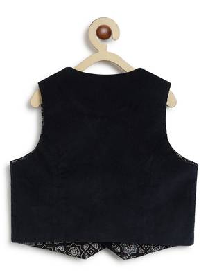 Blue plain cotton waistcoat with bow tie 3
