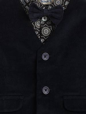 Blue plain cotton waistcoat with bow tie 4