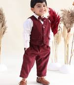 Maroon plain cotton 3 piece co ord set