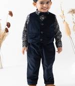 Blue printed cotton 3 piece co ord set