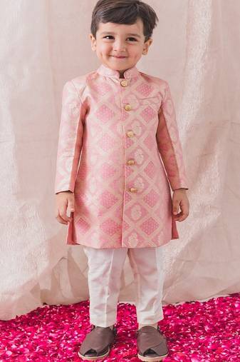 Pink embroidered viscose sherwani