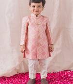 Pink embroidered viscose sherwani