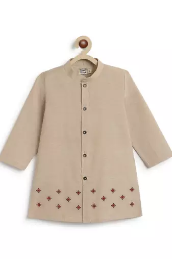 Maroon printed cotton nehru jacket set