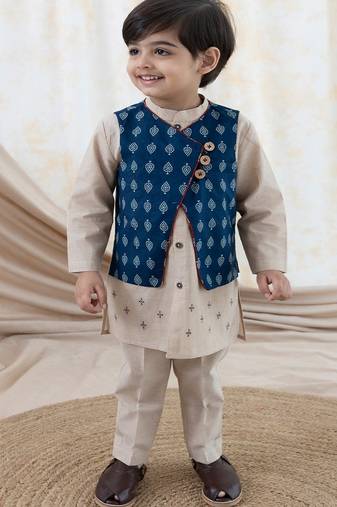 Blue printed cotton 3 piece co ord set