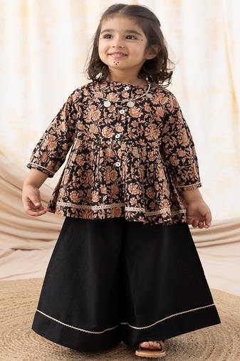 Black printed cotton co ord set
