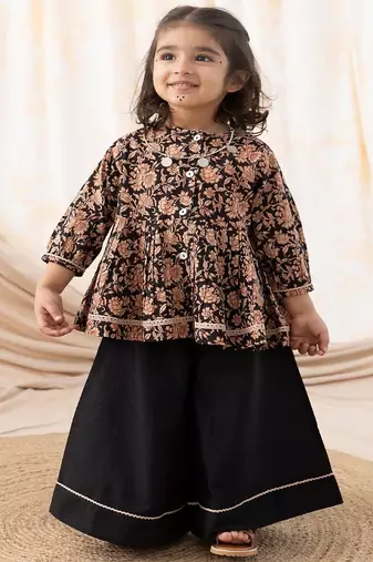 Black printed cotton co ord set