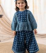 Blue printed cotton co ord set