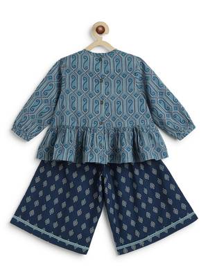 Blue printed cotton co ord set 2