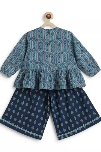 Blue printed cotton co ord set