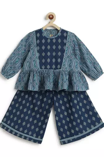 Blue printed cotton co ord set