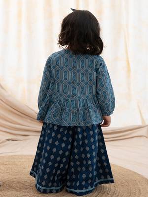 Blue printed cotton co ord set 4