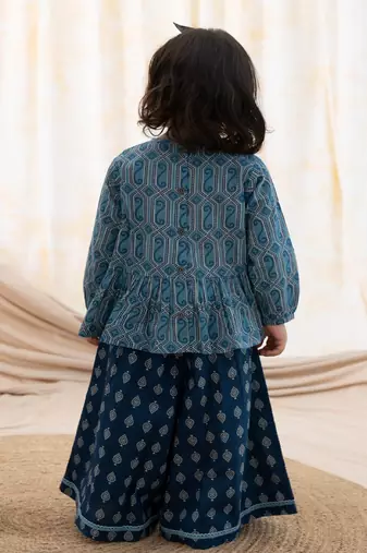 Blue printed cotton co ord set