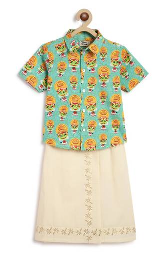 Green printed cotton co ord set