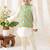 Green printed cotton nehru jacket set
