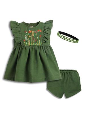 Green embroidered cotton co ord set 2