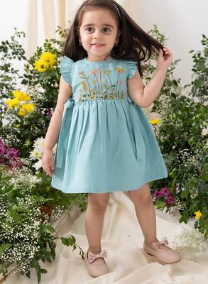 Blue embroidered cotton co ord set 1