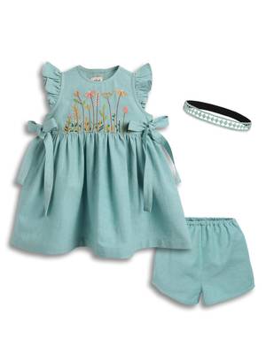 Blue embroidered cotton co ord set 2