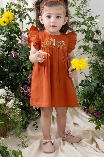 Orange embroidered cotton co ord set