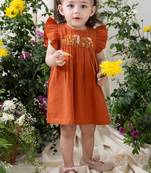 Orange embroidered cotton co ord set
