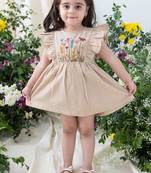 Beige embroidered cotton co ord set