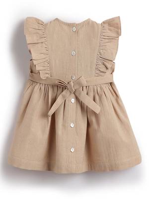 Beige embroidered cotton co ord set 4