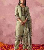 Beige georgette embroidered salwar suit