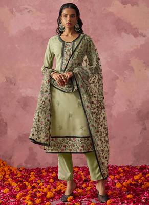 Beige georgette embroidered salwar suit 2