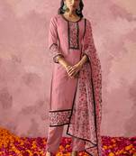 Light pink georgette embroidered salwar suit