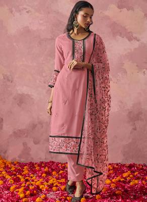 Light pink georgette embroidered salwar suit 2