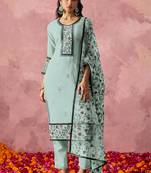 Sky blue georgette embroidered salwar suit