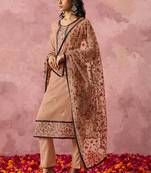 Light orange georgette embroidered salwar suit