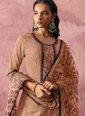 Light orange georgette embroidered salwar suit 2