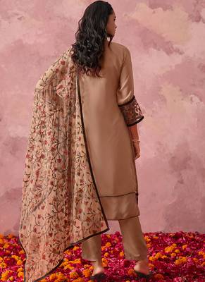 Light orange georgette embroidered salwar suit 3