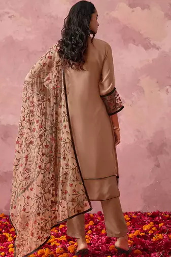 Light orange georgette embroidered salwar suit