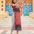 Maroon rayon badhni print kutchi gamthi work navratri kurti