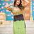 Parrot rayon badhni print kutchi gamthi work navratri kurti