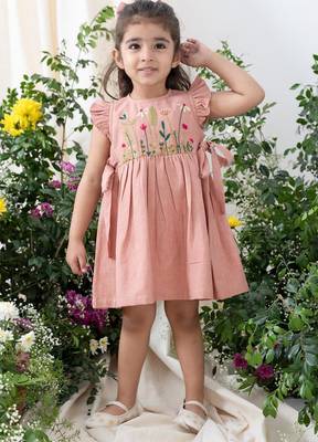 Pink embroidered cotton co ord set 1