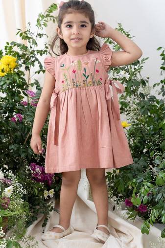 Pink embroidered cotton co ord set