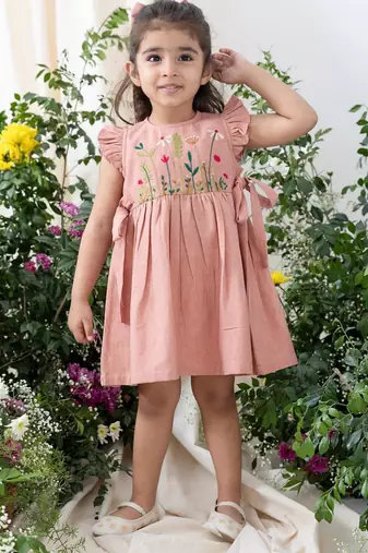 Pink embroidered cotton co ord set