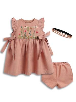 Pink embroidered cotton co ord set 2