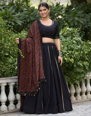 black Cotton Chaniya Choli with Gota Patti Finish 1