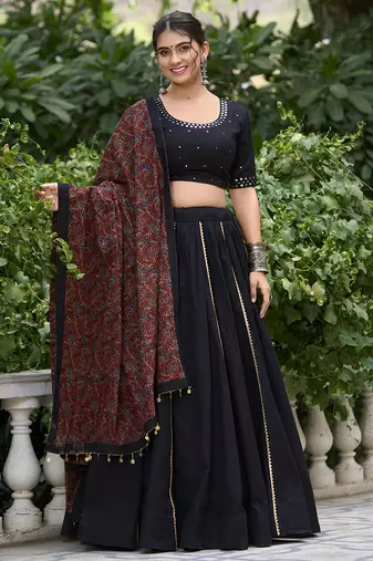 black Cotton Chaniya Choli with Gota Patti Finish